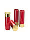 Set 4 Bullet-shaped Shot Glasses Zola Plastic 9x3.5 Cm Red Golden