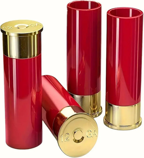 Set 4 Bullet-shaped Shot Glasses Zola Plastic 9x3.5 Cm Red Golden