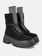 Suede Women's Ankle Boots with Medium Heel Black