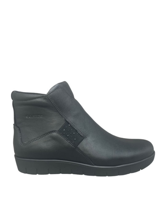 Leather Women's Ankle Boots Platform Black