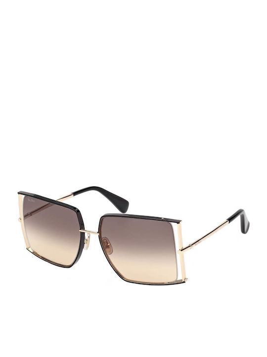 MaxMara Gold Metal Sunglasses with Brown Lenses Max Mara Rectangle Sunglasses - Gold/ Camel Brown / Grad  main image 4