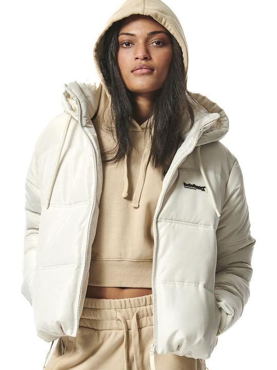Women's Running Short Puffer Jacket for Winter Sand Beige