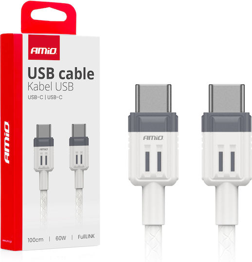 AMiO Редовна USB 2.0 Кабел USB-C мъжки - USB-C мъжки 60W 1м (03908)