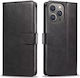 Leather Book Case Iphone 16 Black