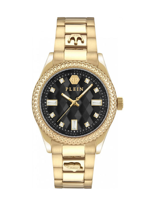 Philipp Plein Queen Γυναικείο Ρολόι 38mm Μπαταρίας με Χρυσό Μεταλλικό Μπρασελέ