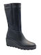 Leder Damenstiefel mit mittlerem Absatz Schwarz