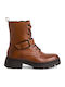 Leder Stiefeletten Damen Tabac Braun