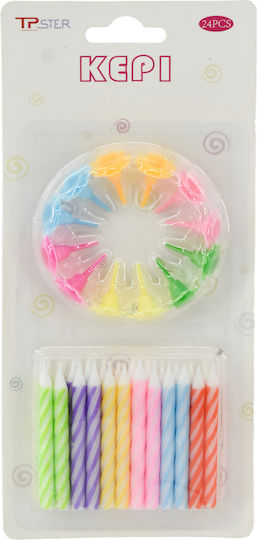 Set of Multicolored Birthday Candles 8cm 24pcs 36898 Tpster