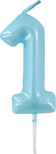 Geburtstagskerze Nummer 1 Blau 9cm 36870 Tpster