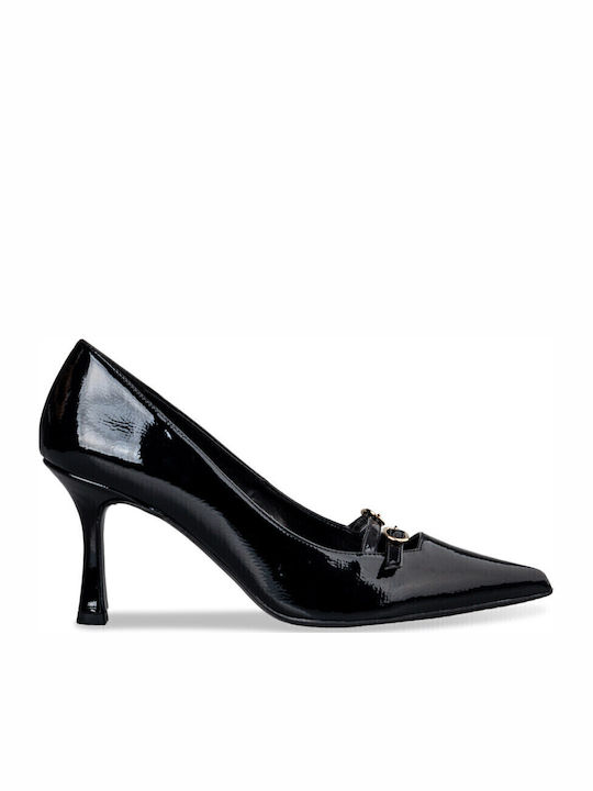 Envie Shoes Patent Leather Black Heels