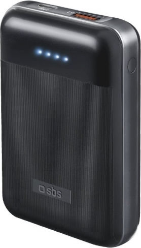 SBS Arks Power Bank 10000mAh 20W με Θύρα USB-A και Θύρα USB-C Μαύρο