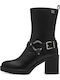 Leder Stiefeletten Damen Schwarz