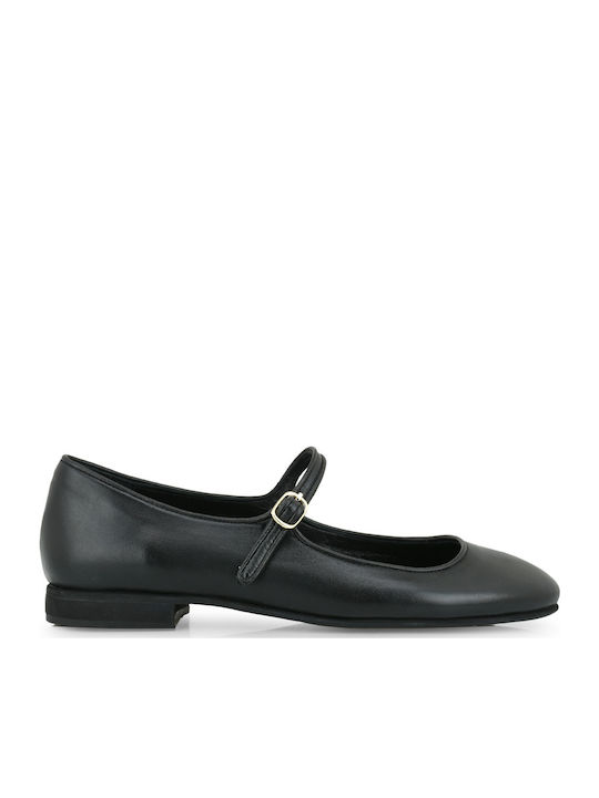 Leder Damen Ballerinas Schwarze