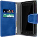 Schlanke Hülle Flip Book Cover Stand Wallet Case 5,5'' 6'' Smartphones Blau