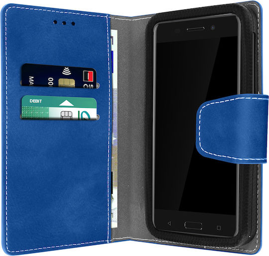 Schlanke Hülle Flip Book Cover Stand Wallet Case 5,5'' 6'' Smartphones Blau