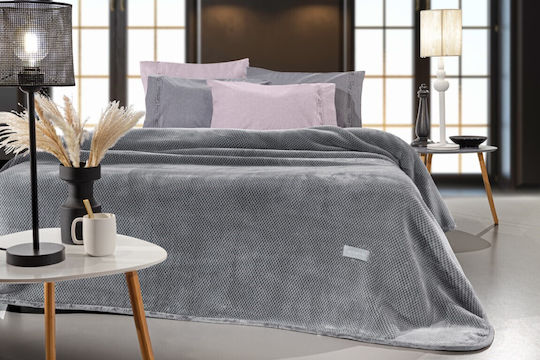 Guy Laroche Cheval Samtige Decke Übergröße 220x240cm Silber
