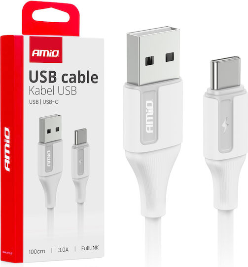 AMiO USB 2.0 Кабел USB-C Мъжки - USB-A Бял 1м 03917