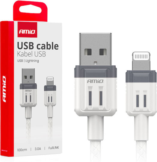 AMiO USB-A to Lightning Cable Λευκό 1m 03907