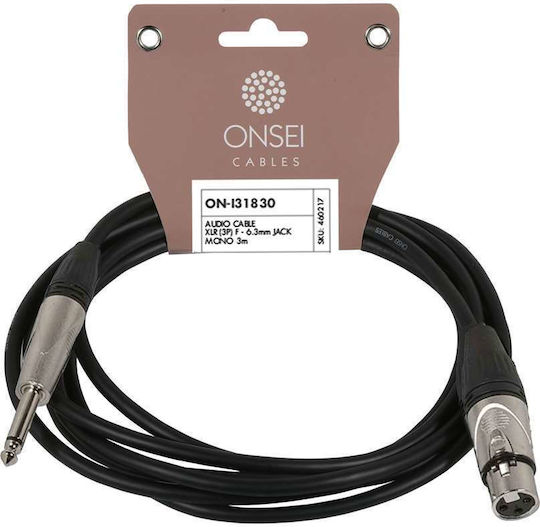 Onsei Cable XLR female - 6.3mm male Μαύρο 3m (ON-I31830)