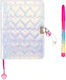 Make It Real Notebook with Blank Pages , Lock and Pen Holder Silver