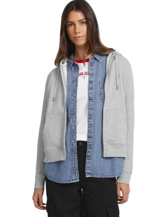 Guess Women's Sweatshirt Jacket Hooded Grey