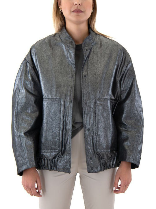 Black n Black Jachetă Bomber Argintiu