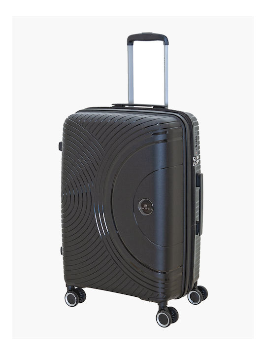 Bartuggi Large Hard Travel Suitcase Black with 4 Wheels Height 76cm
