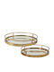 Marhome Metallic Round Decorative Tray with Mirror 39.5x39.5x6cm 2pcs