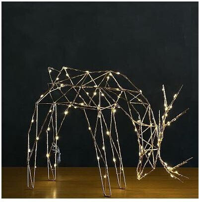 Panafan Illuminated Christmas Metal Figure Deer Gold Height 56cm