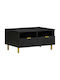 Rectangular Central Coffee Table Made of Solid Wood Black M80xW54xH40cm