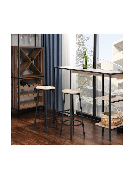 Stool Bar with Backrest Metallic Black 38x38x70cm