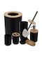 Plastic Bathroom Accessory Set Black 6pcs