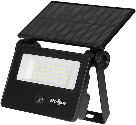 Rebel Waterproof Solar LED Floodlight 6W Cold White 6500K with Motion Sensor and Photocell IP54