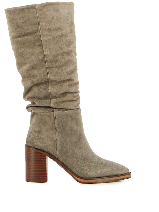 Alpe Leder Damenstiefel mit hohem Absatz Gray
