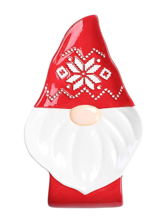 Gnome-shaped Ornament de masă de Crăciun Coaster Ceramic Roșu L19xW11.4cm.