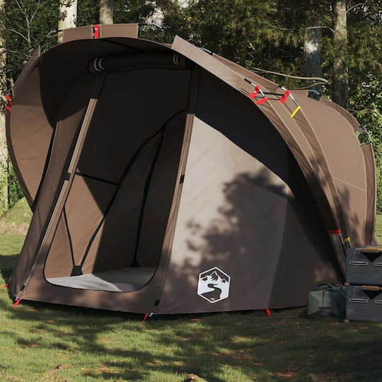 vidaXL Camping Tent Tunnel Brown for 4 People 260x276x179cm