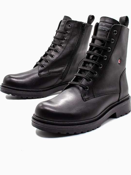 Robinson Leder Stiefeletten Damen Schwarz
