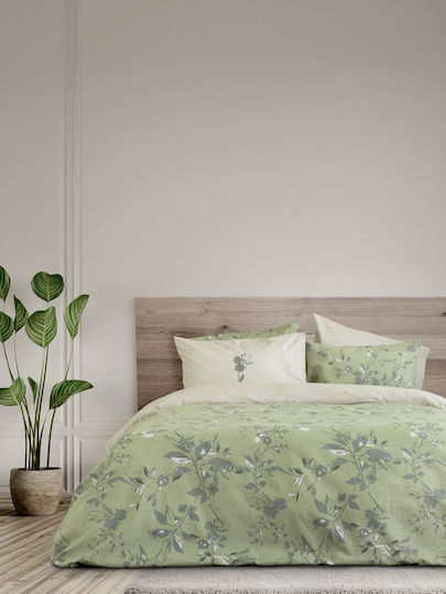 Nima Bernice Kissenbezug-Set Flanell mit Umschlagumschlag Grüne 50x70cm.