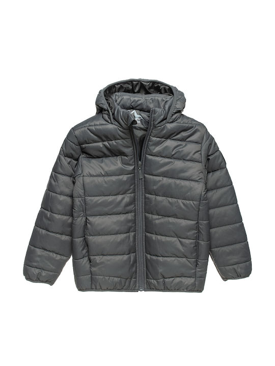 Kids' Quilted Jacket with Hood Gray