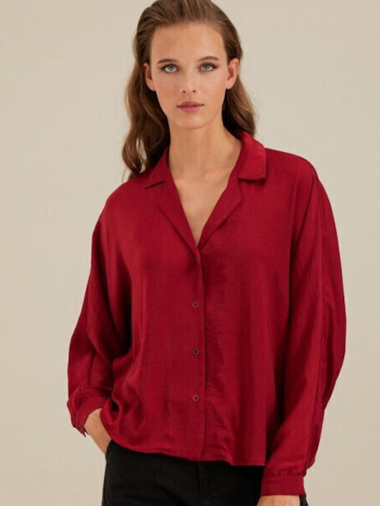 Namaste Μακρυμάνικο Γυναικείο Πουκάμισο Ruby Red