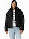 Κοντό Γυναικείο Puffer Μπουφάν για Χειμώνα Black
