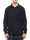 Μακρυμάνικo Τζιν Overshirt σε Κανονική Γραμμή Black