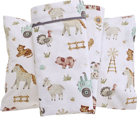 Das Home Baby Sheets Set Crib Cotton Coffee, Grey, White White 130x170cm 3pcs