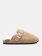 Winter Women's Slippers with Fur Beige