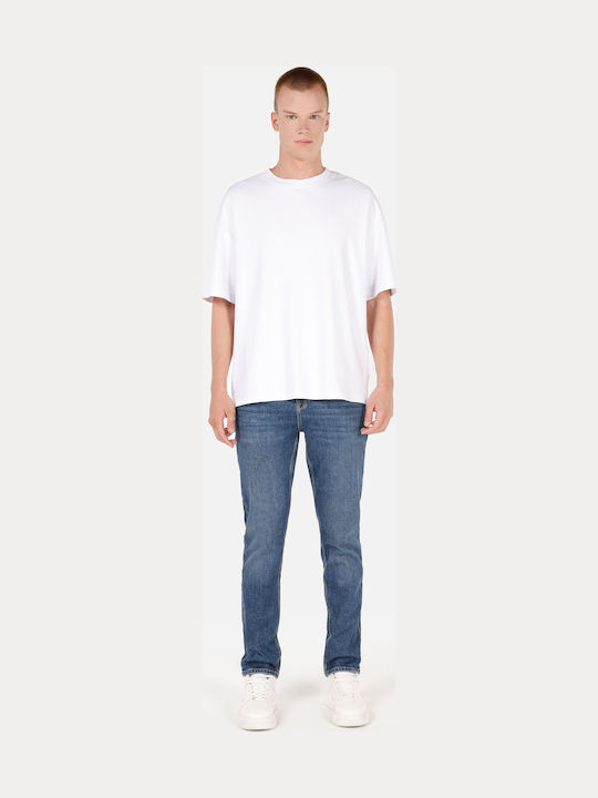 Ανδρικό Παντελόνι Τζιν με Slim Straight Εφαρμογή Black