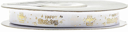 Nuova Vita Happy Birthday Ribbon White 20m