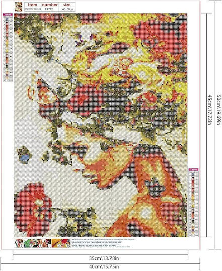 Diamond Painting Set Woman Flowers Craft DIY Diamond Painting 45x35 cm