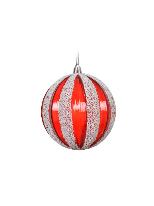 Christmas Ball Red White Ø8cm Striped