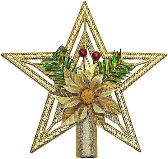 Kunststoff-Sternspitze Goldfarben mit Glitzer