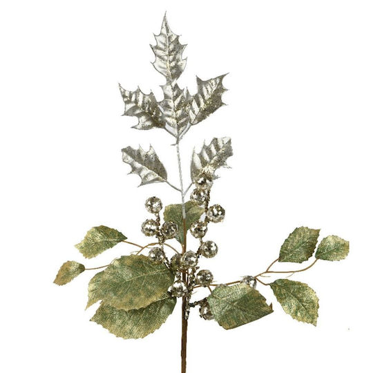 Christmas Branch Mistletoe Leaves Berries Silver Green 18x58cm 306.035.0023.09
